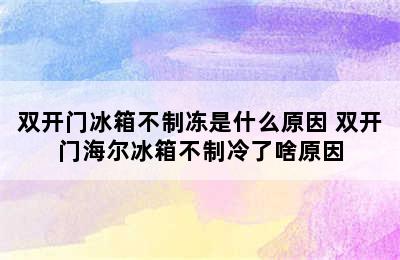 双开门冰箱不制冻是什么原因 双开门海尔冰箱不制冷了啥原因